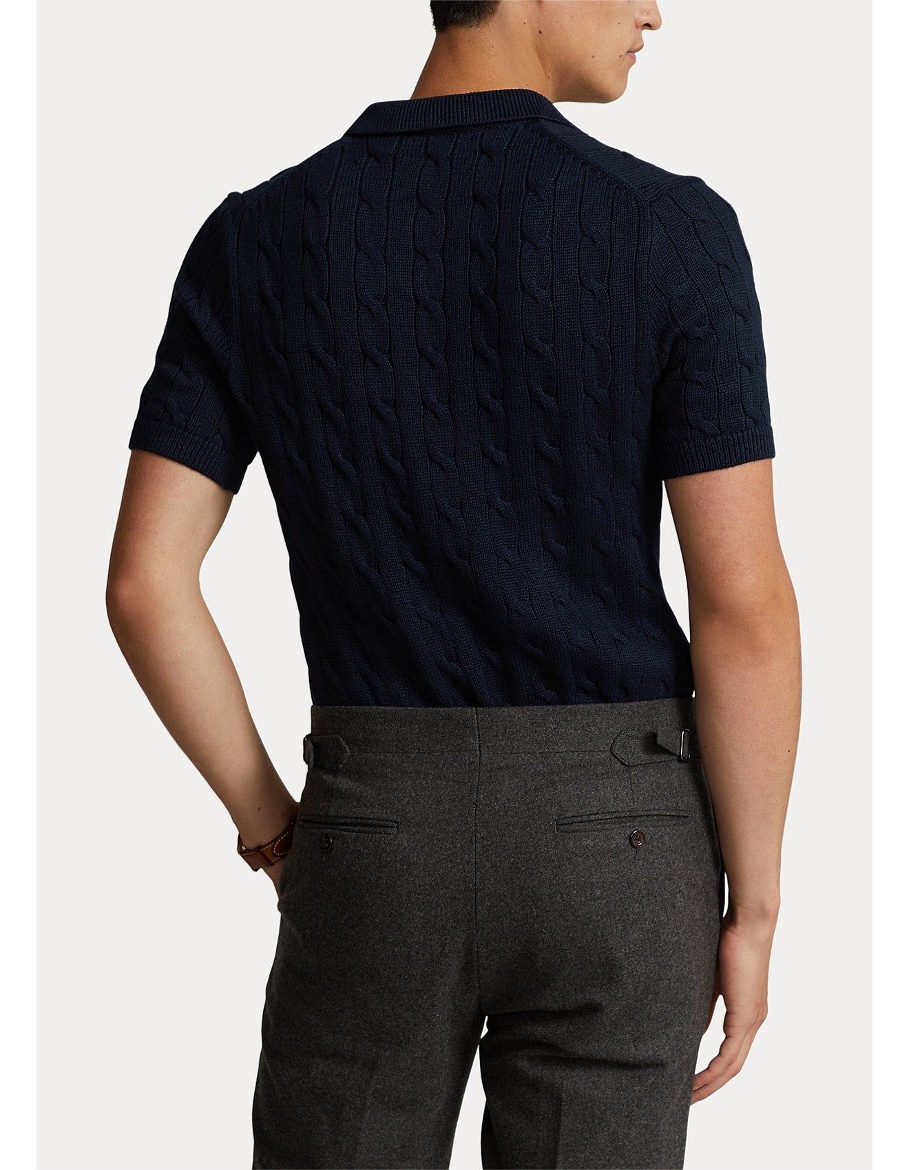 Cable-Knit Cotton Polo-Collar Jumper