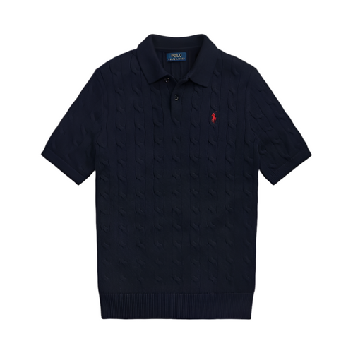 Cable-Knit Cotton Polo-Collar Jumper