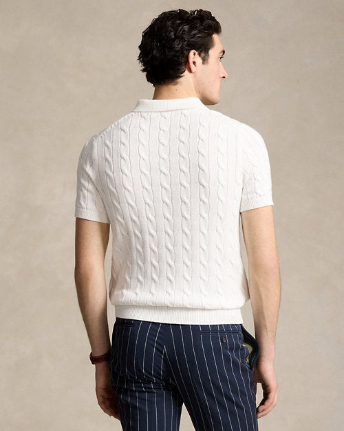 Cable-Knit Cotton Polo-Collar Jumper