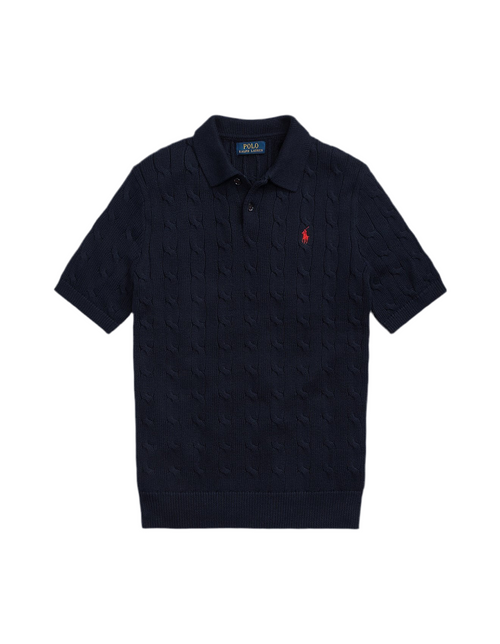 Cable-Knit Cotton Polo-Collar Jumper