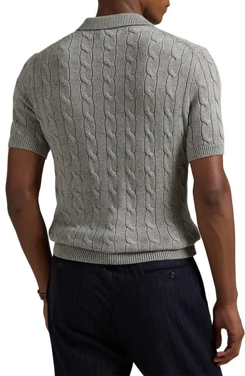 Cable-Knit Cotton Polo-Collar Jumper