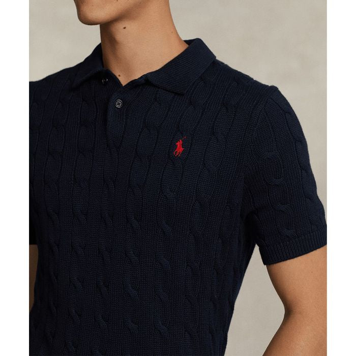 Cable-Knit Cotton Polo-Collar Jumper