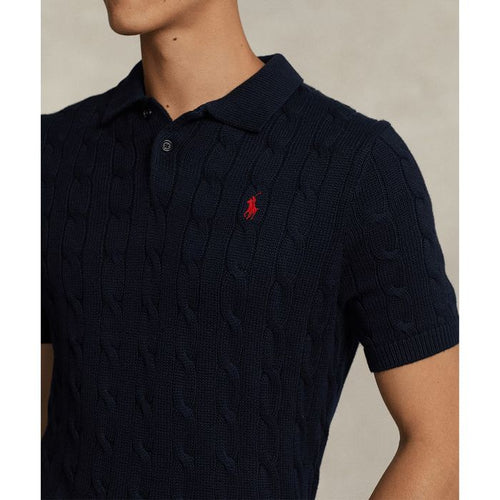 Cable-Knit Cotton Polo-Collar Jumper