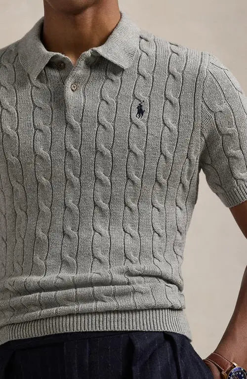 Cable-Knit Cotton Polo-Collar Jumper